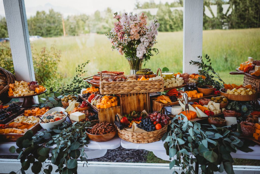 charcuterie board at a wedding in Alaska